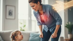 mãe que aos poucos está perdendo a paciência com a sua filha
