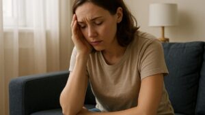 mulher muito arrependida de ter sido mãe