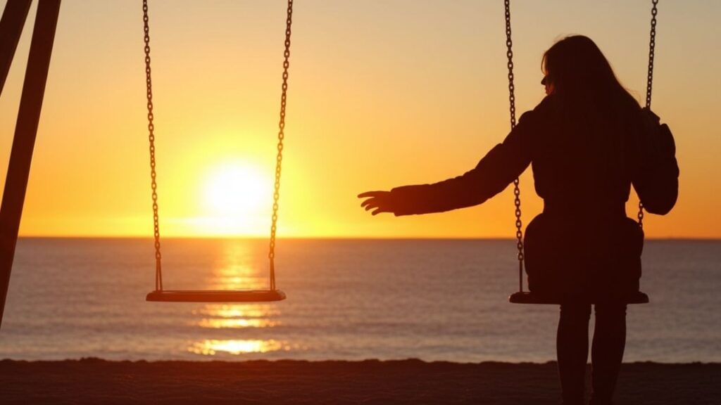 pessoa com independência emocional se sentindo sozinha enquanto está em um balanço
