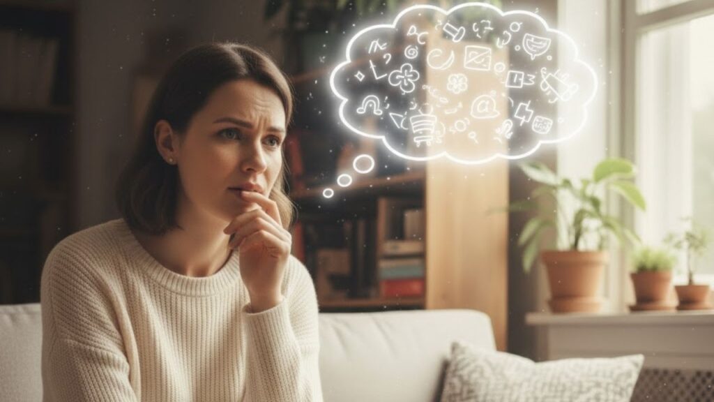 mãe pensativa enquanto ele pensa o que será conversado com o seu filho de 9 anos